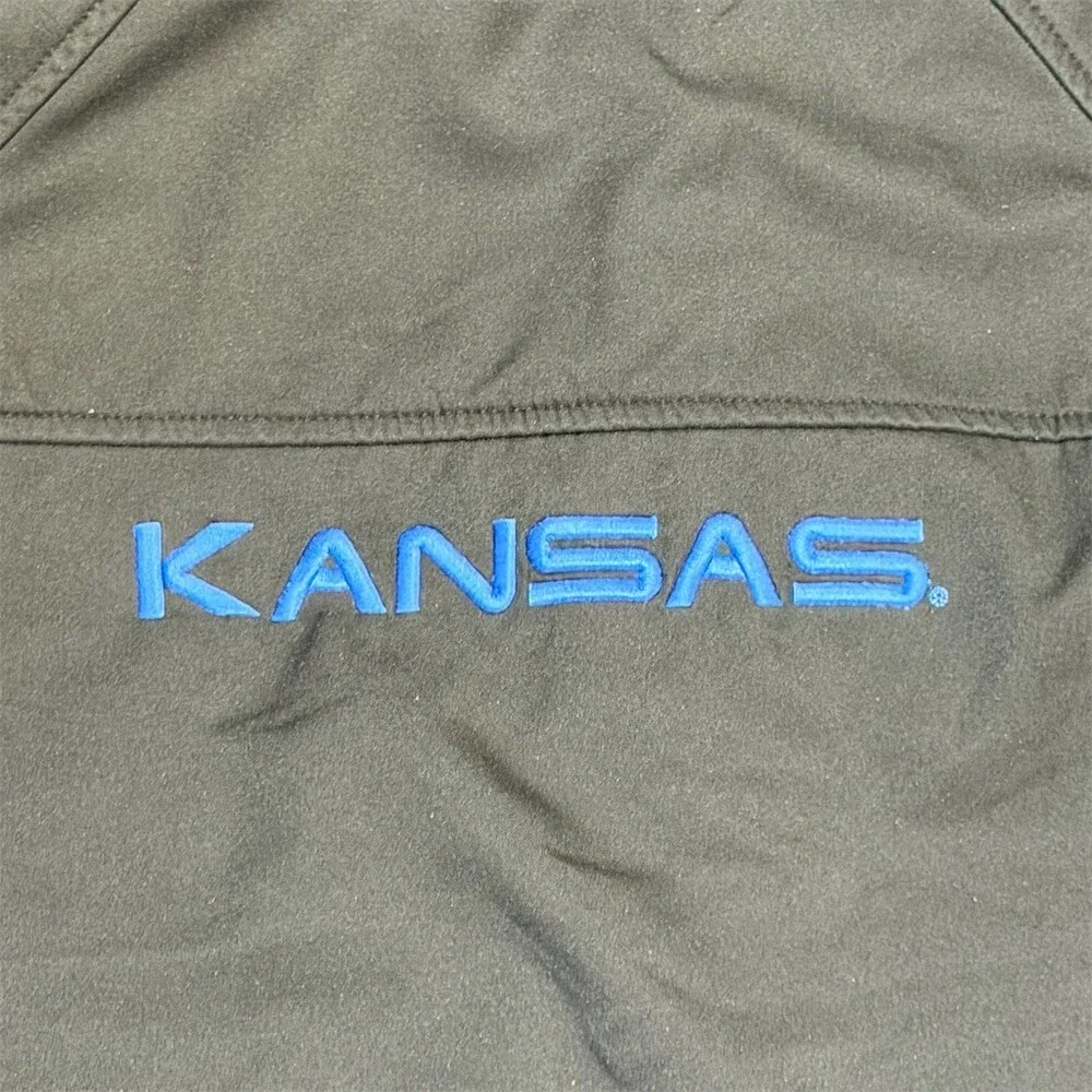 Columbia Kansas Jayhawks KU Mens L Black Windbreaker Jacket Fleece Lined Zip Ful - Picture 3 of 10